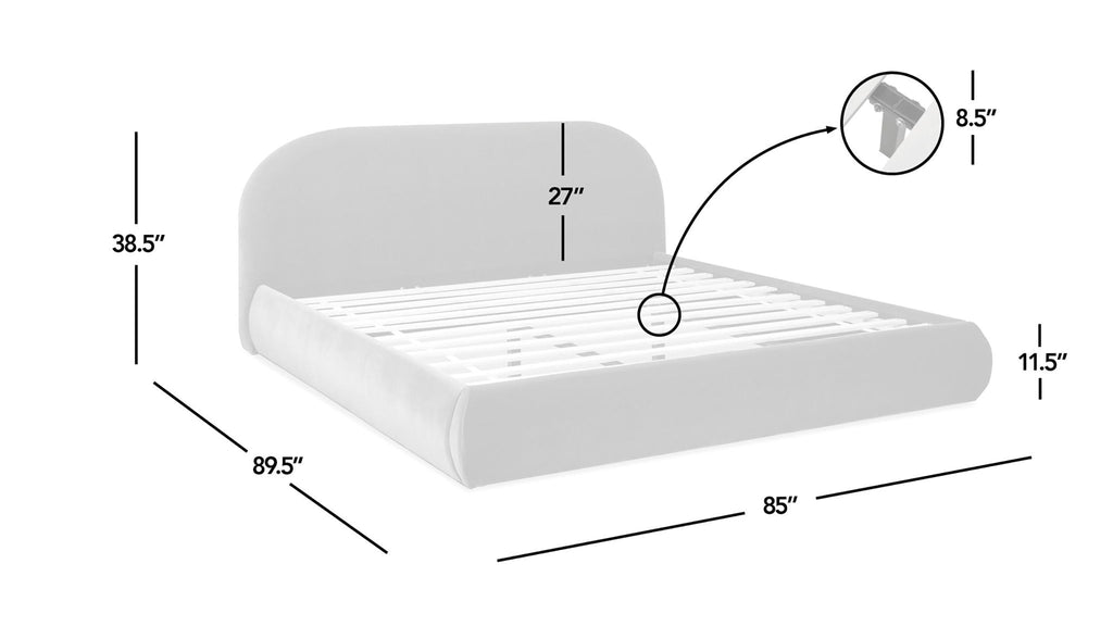 Archie Puffy Upholstered Platform Bed With Arch Headboard