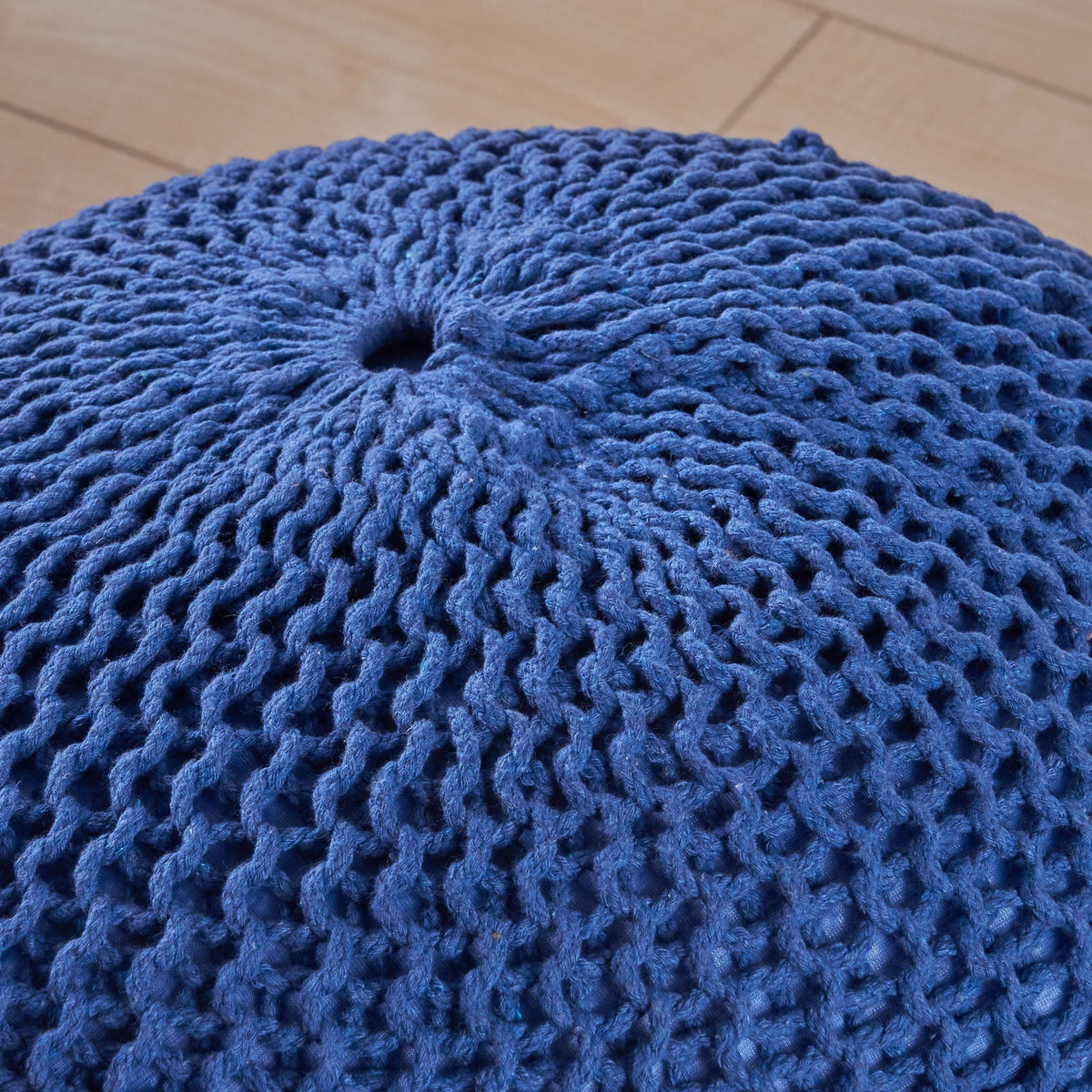 Savona Versatile Knitted Cotton Bordeaux Round Pouf