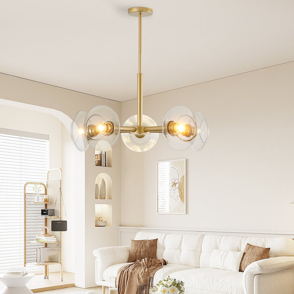 Luxora 26 Inch Modern Gold Five Light Sputnik Chandelier