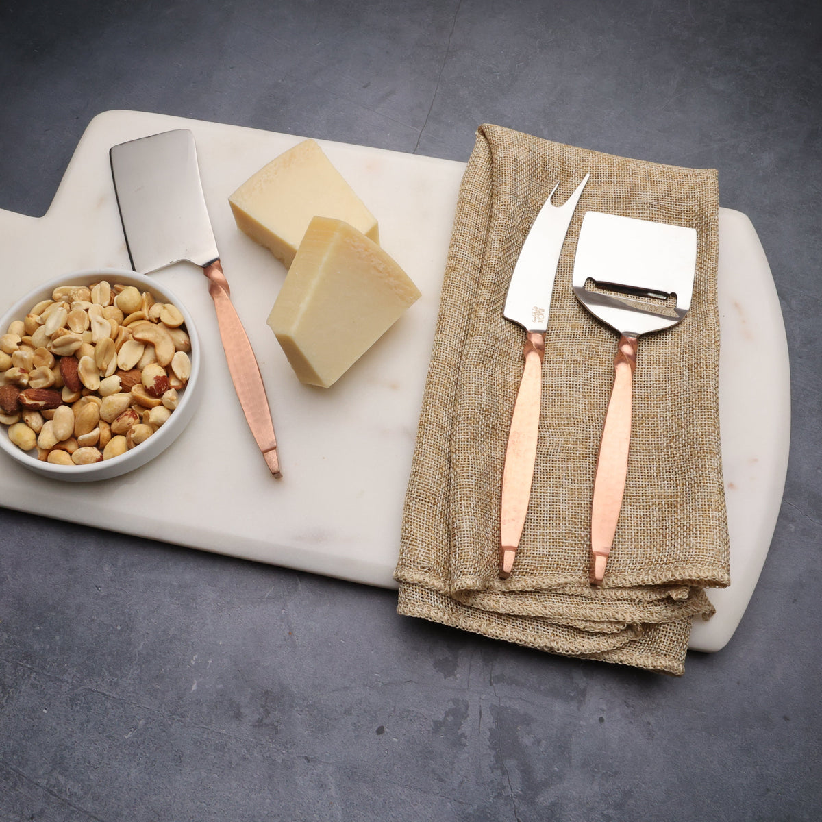 Twisted Urban Antique Copper Three Piece Cheese Knife Set