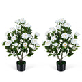 VerdantLife Artificial Camellia Tree 2 Pack Durable Cement Pot