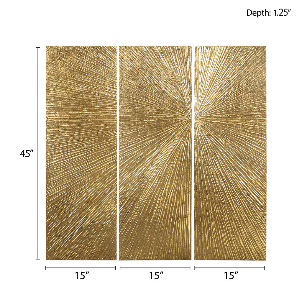 Lumina Aurea Signature Hand Painted Sunburst Triptych Wall Art