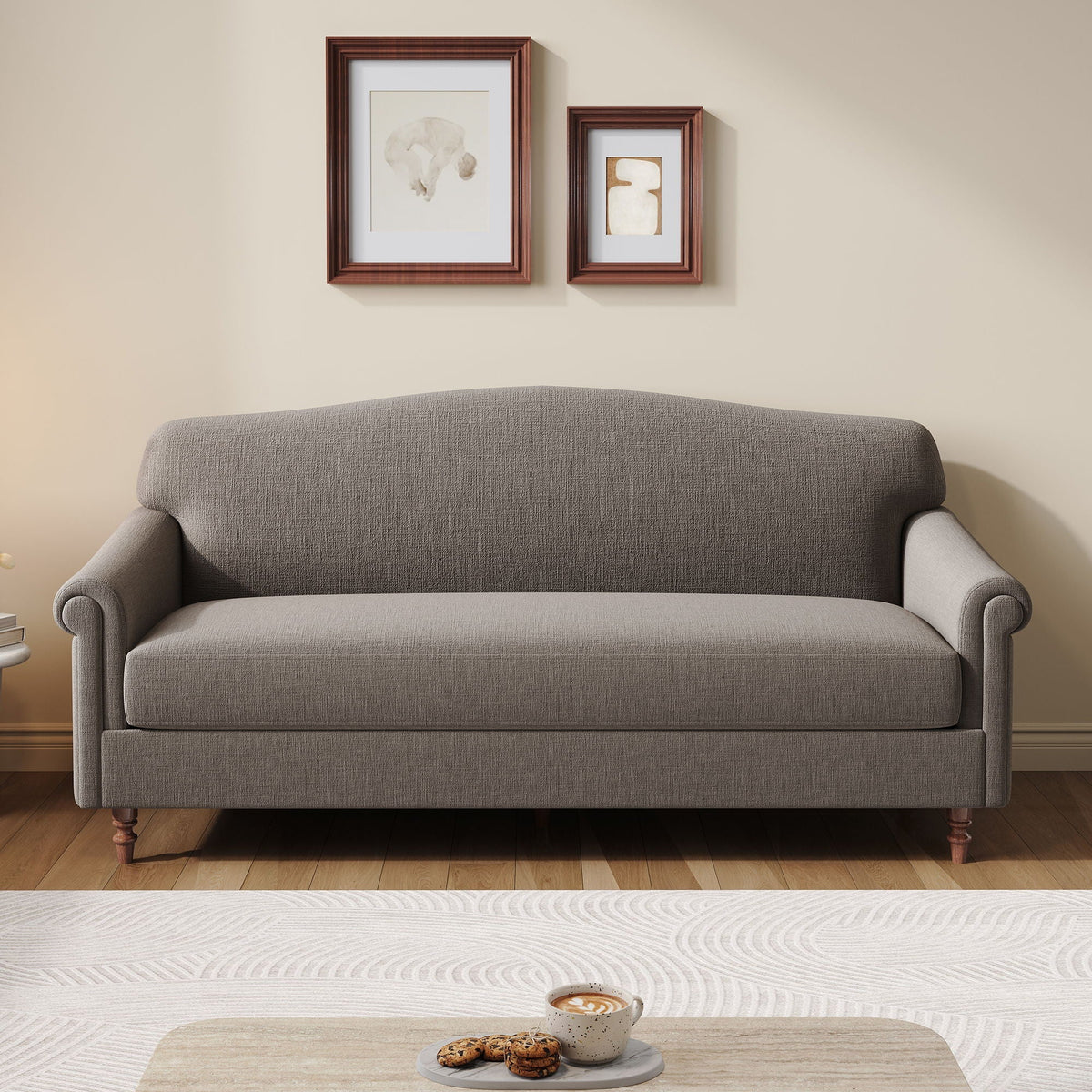 Nova Home Premium Brown Chenille Rolled Arms Loveseat Sofa