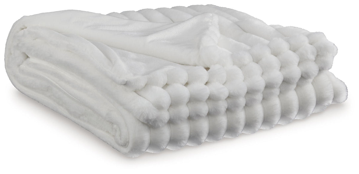 Alsonwell Plush Faux Fur Throw Machine Washable Ivory