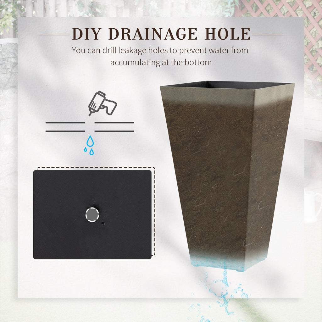 Outsunny Set Of 3 Square Tall Planters With Drainage Gray