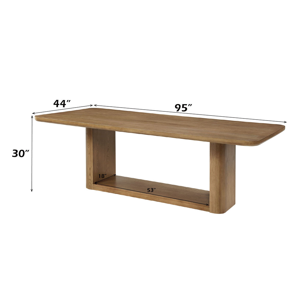 Vesta Zoey Oak Dining Table With Dual Pedestal Base