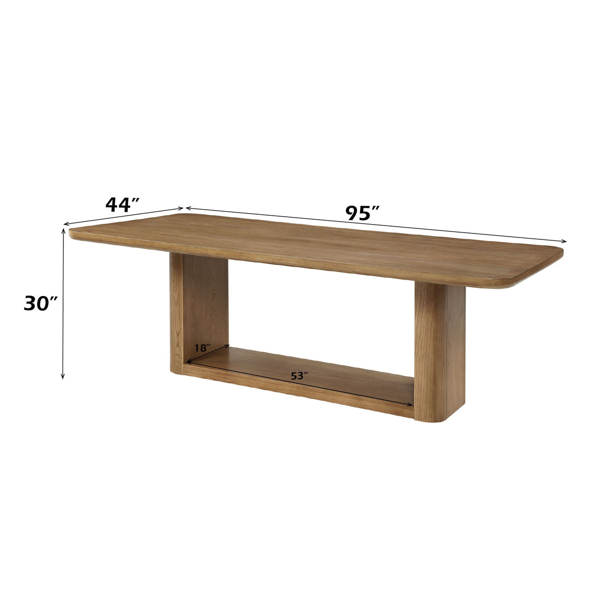Vesta Zoey Oak Dining Table With Dual Pedestal Base
