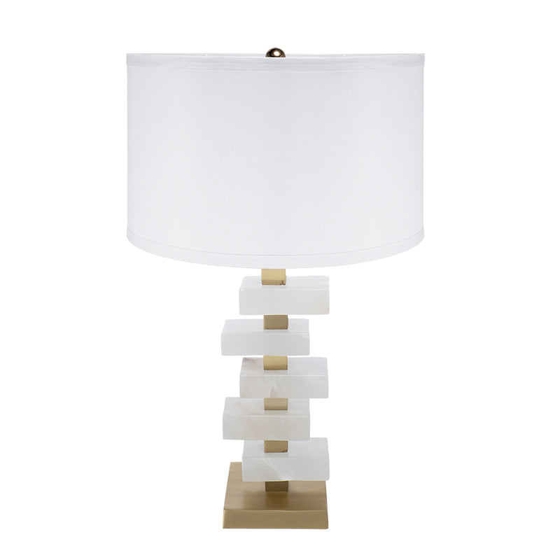 Estelle Modern White And Gold Alabaster Slab Table Lamp