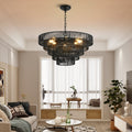 TerraCraft 24 Inch Five Tier Handwoven Hemp Rope Chandelier