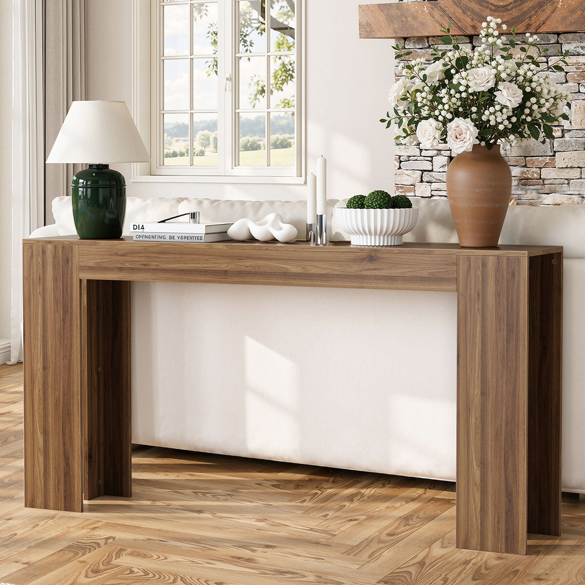Cedarbrook Extra Long Walnut Farmhouse Console Table