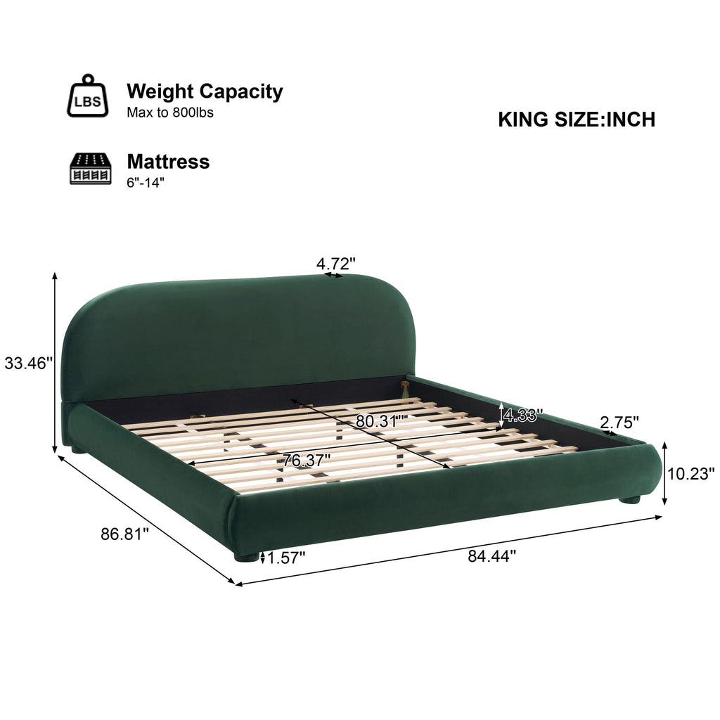 Aura Homes Granular Fabric Upholstered Bed With Curved Headboard
