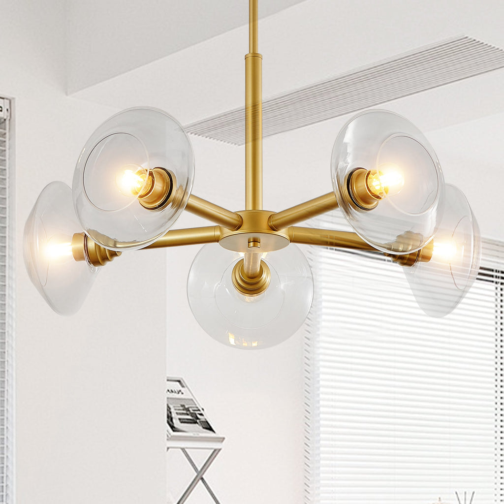 Luxora 26 Inch Modern Gold Five Light Sputnik Chandelier