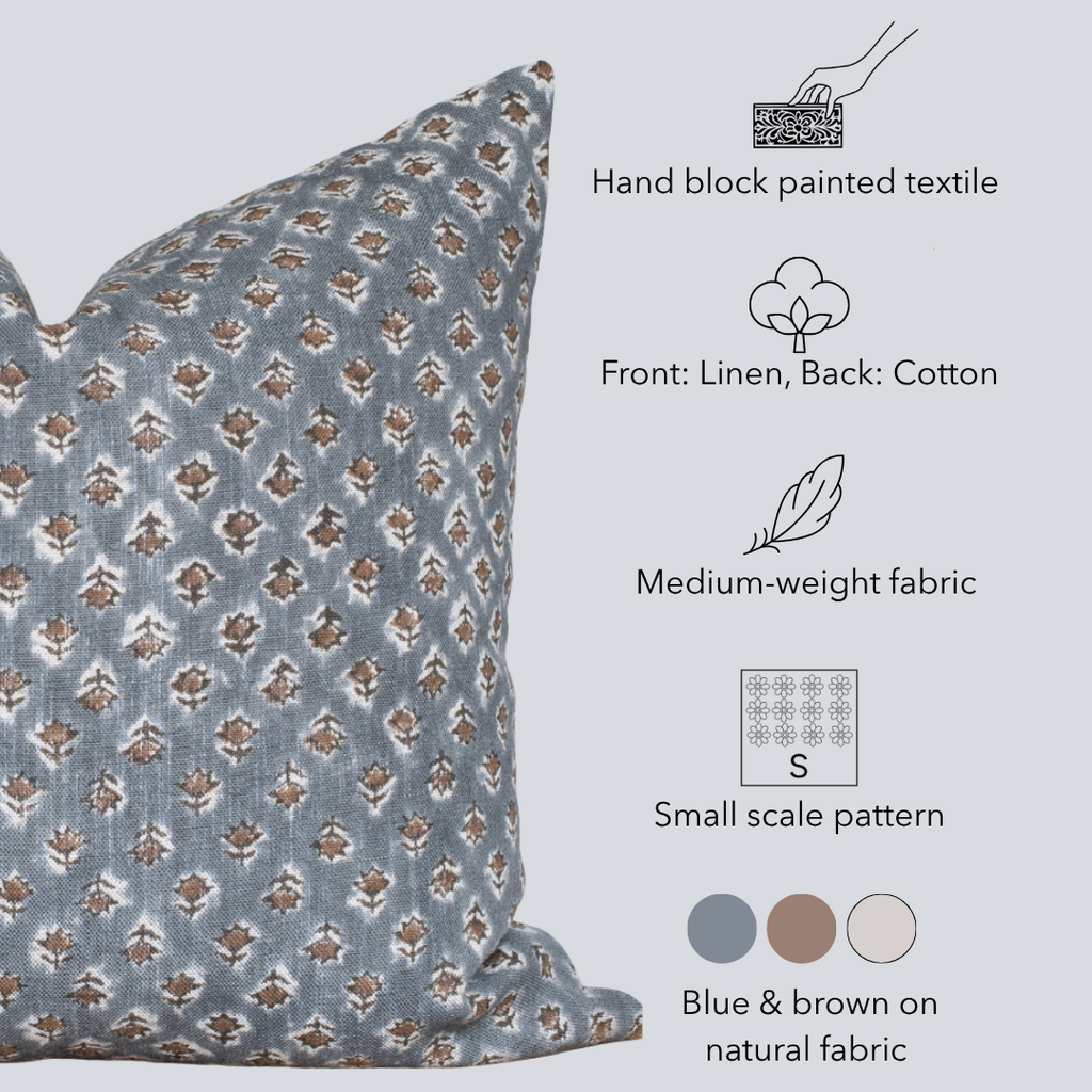 Limited Edition Aster Linen Pillow Cover With Florals
