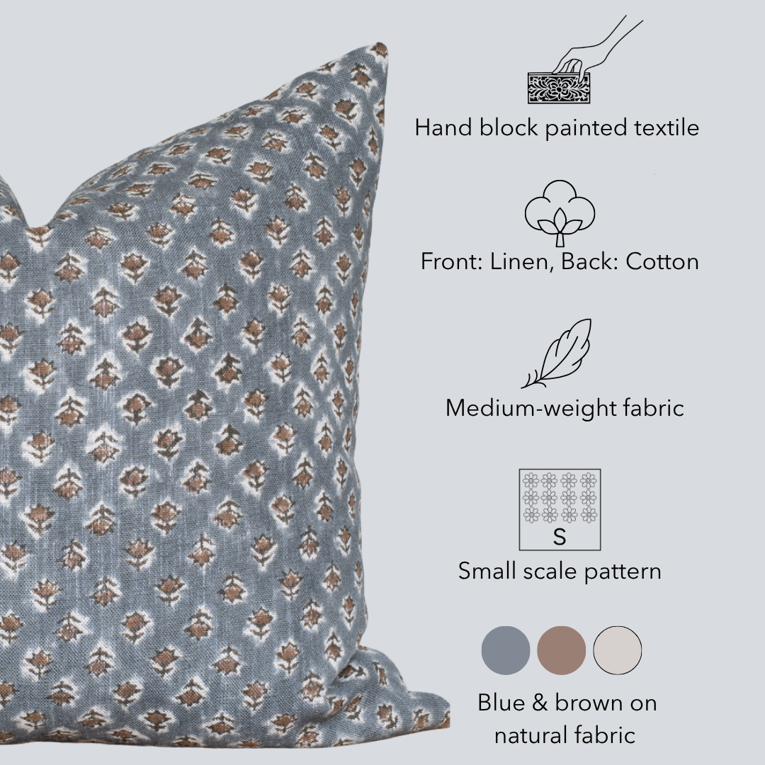 Limited Edition Aster Linen Pillow Cover With Florals