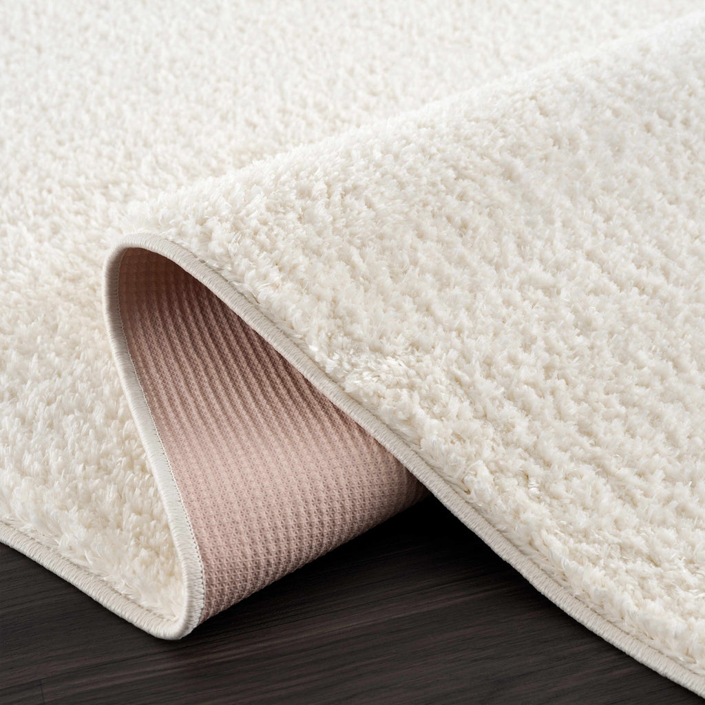Judy Plush Washable Area Rug Off White Rubber Backed
