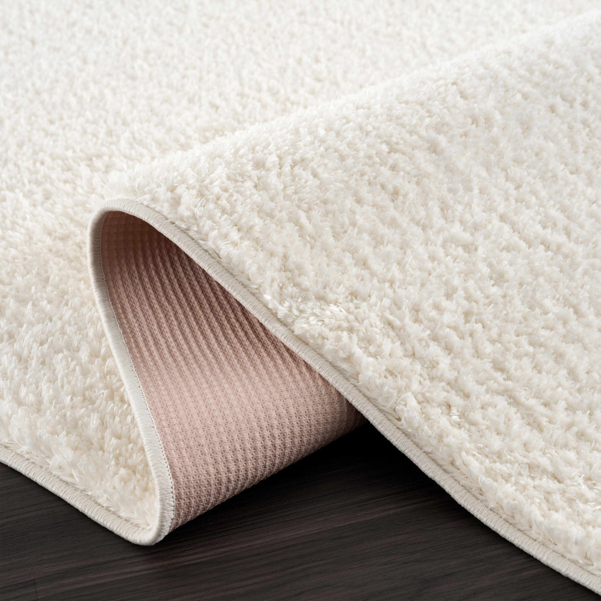 Judy Plush Washable Area Rug Off White Rubber Backed