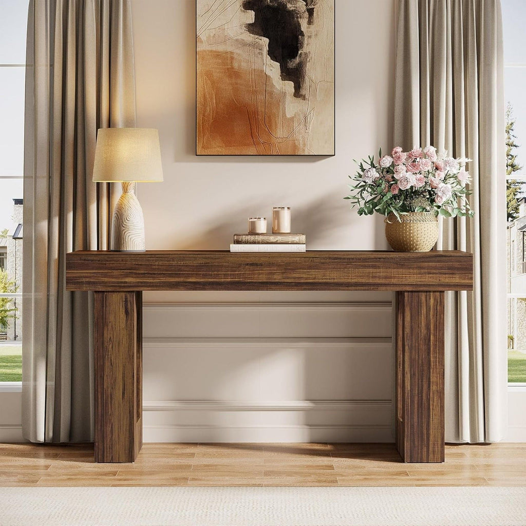 Crestline Home Extra Long Console Table With Natural Finish