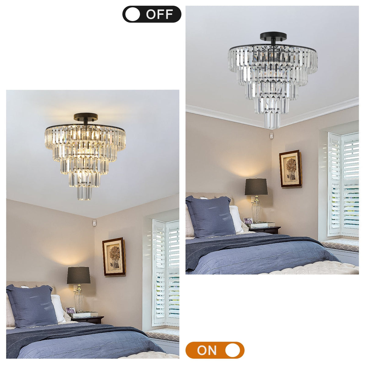 Novara 20 Inch Premium Black Crystal Flush Mount Ceiling Light