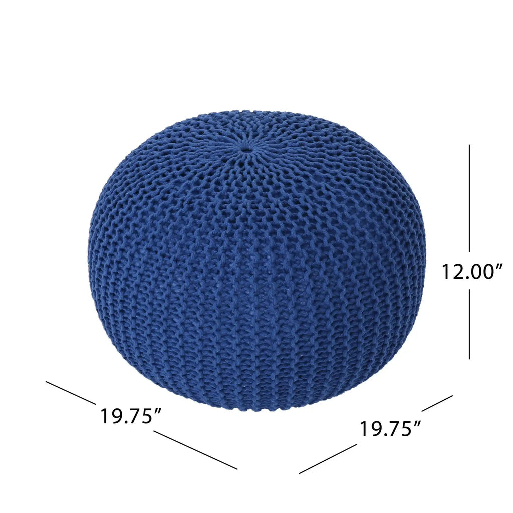 Savona Versatile Knitted Cotton Bordeaux Round Pouf