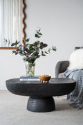 Aura Living Organic Design Oval Coffee Table With Rounded Base