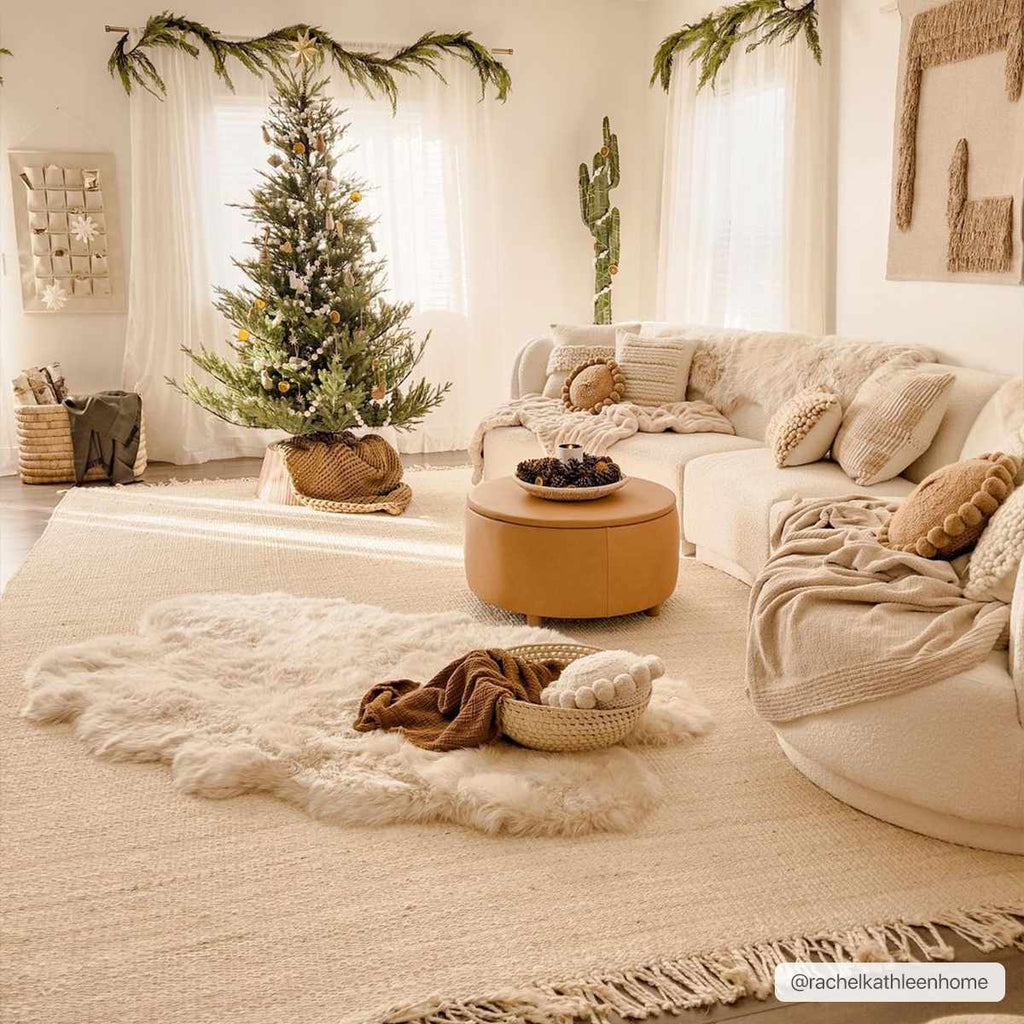 Iantha Handmade Ivory Jute Rug With Custom Shape And Fringe