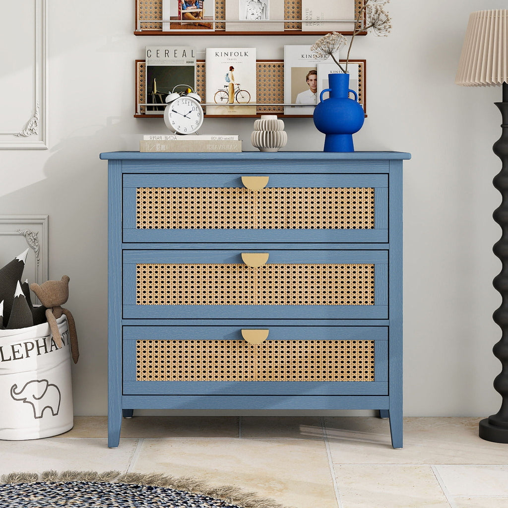American Furniture 3 Drawer Cabinet Natural Woven Rattan