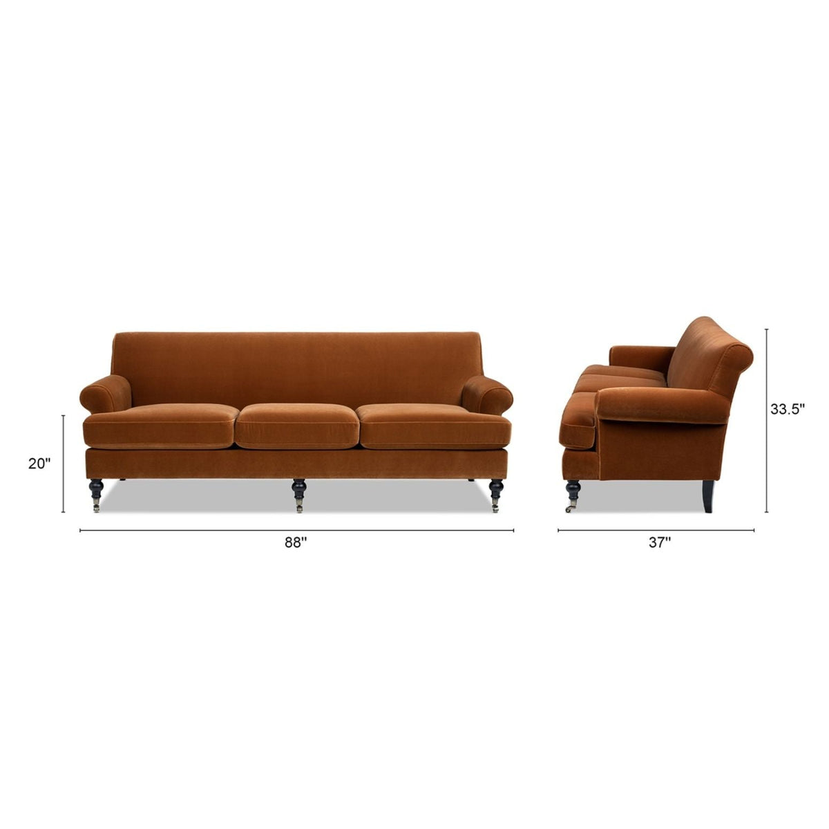 Luxe Alana Lawson Charcoal Three Cushion Tightback Sofa