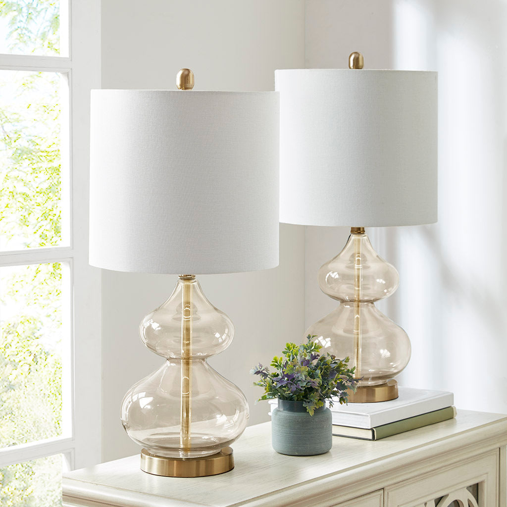 Lumora Ellipse Curved Glass Table Lamp Set of 2 Ambient Light