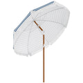 Outsunny 7x7ft Blue Fringe Patio Umbrella With Tilt And Vent