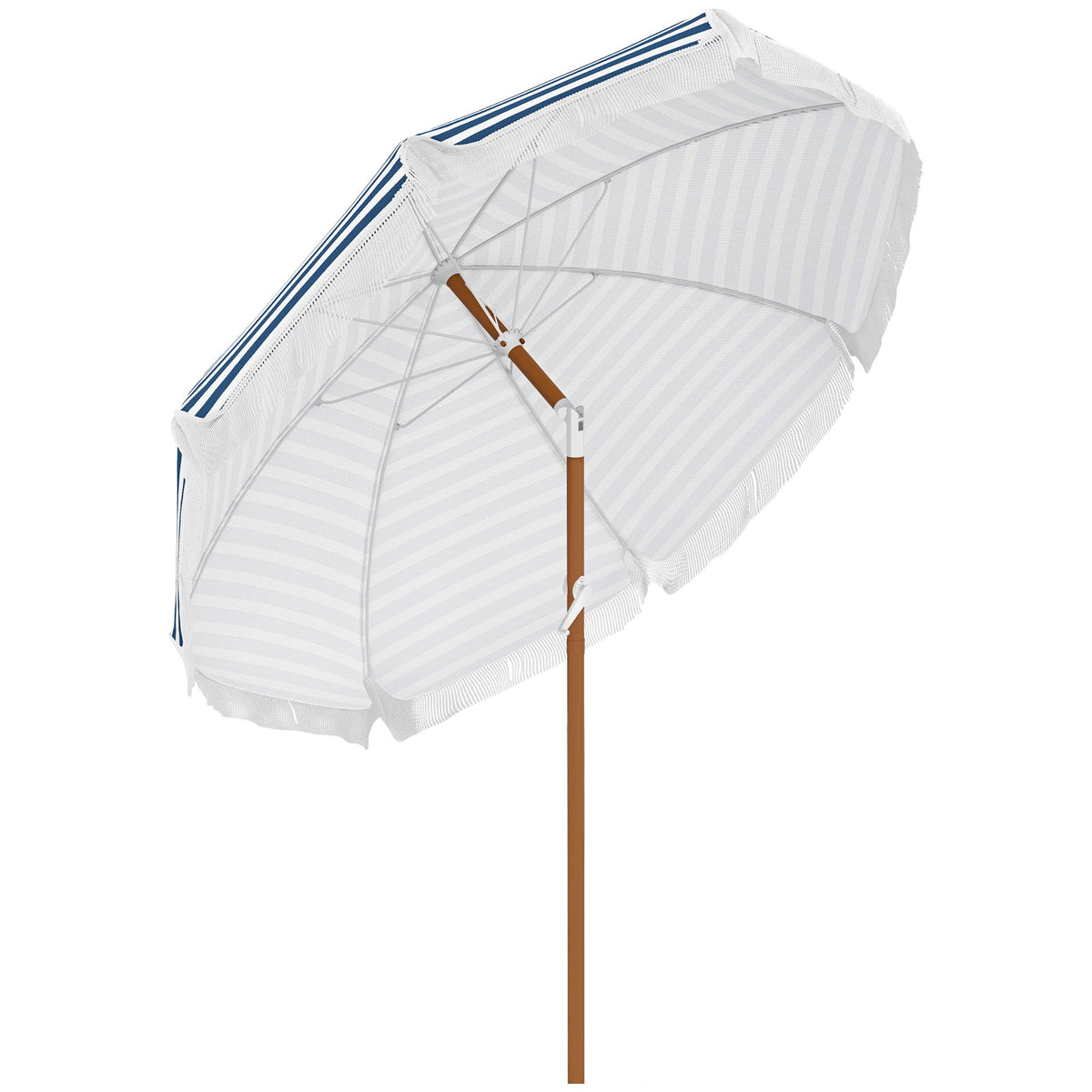 Outsunny 7x7ft Blue Fringe Patio Umbrella With Tilt And Vent