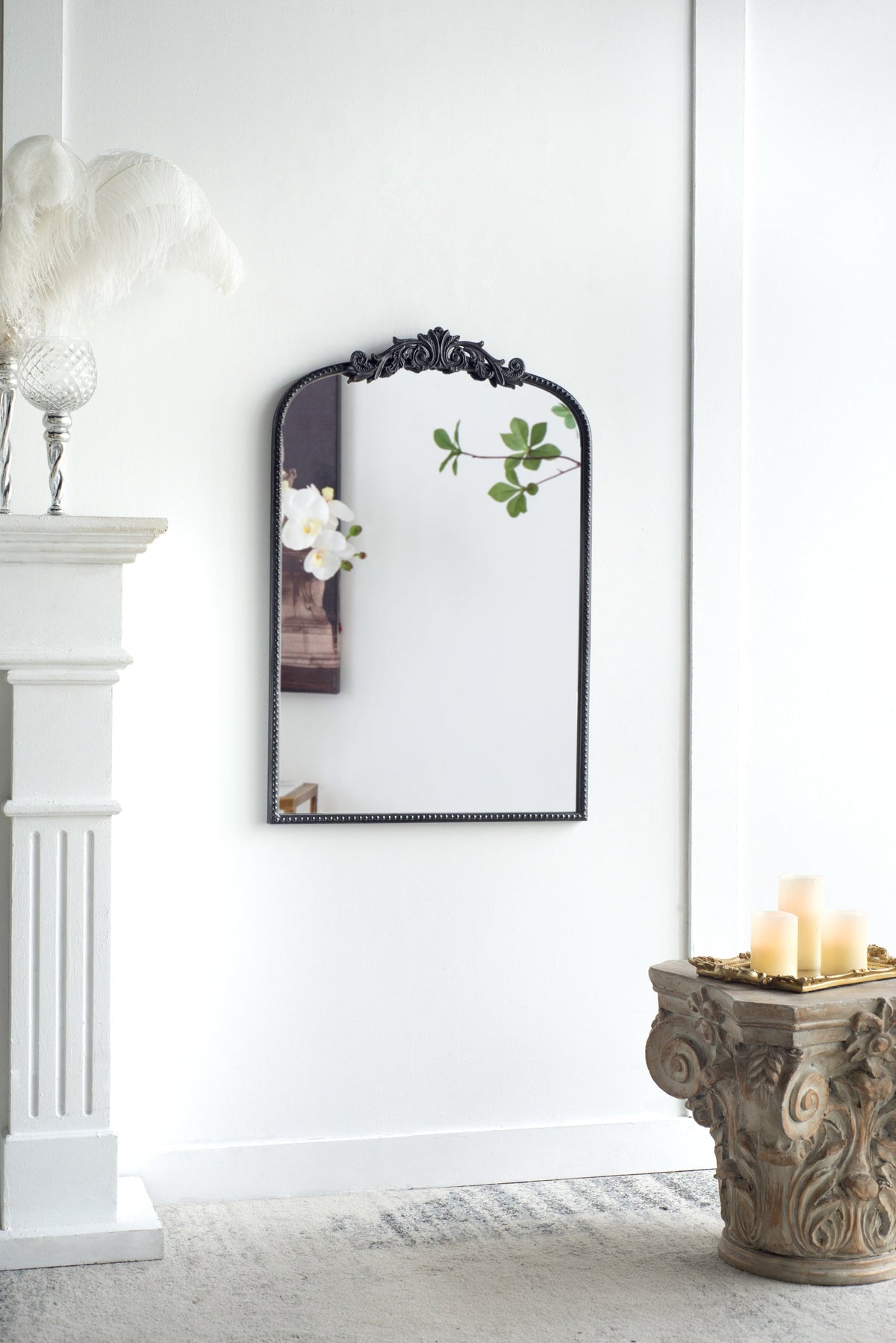 Baroque Ébonisé Grand Wall Mirror Black Matte Finish