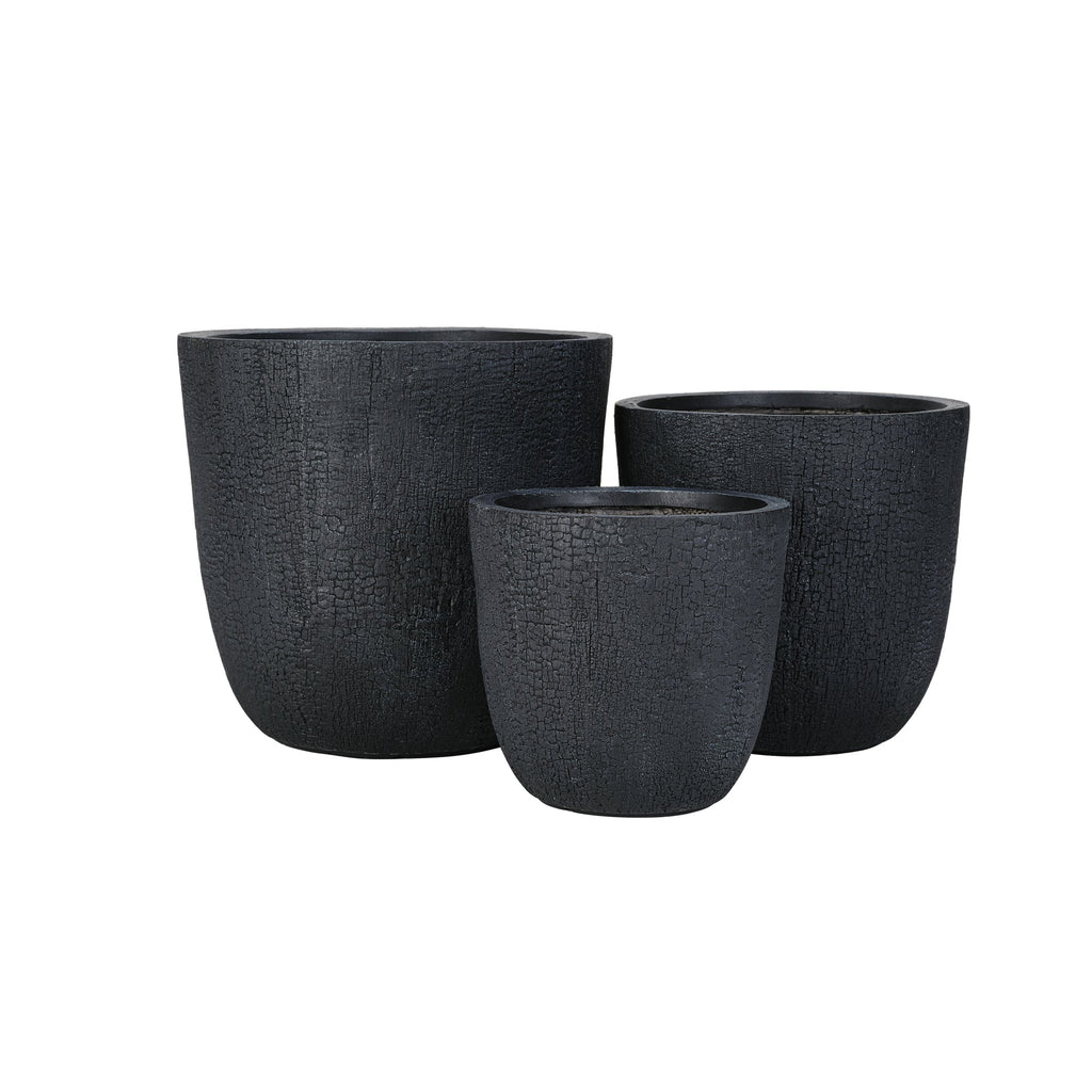 U_STYLE Lightweight MGO Planter With Natural Stone Finish Set of 3