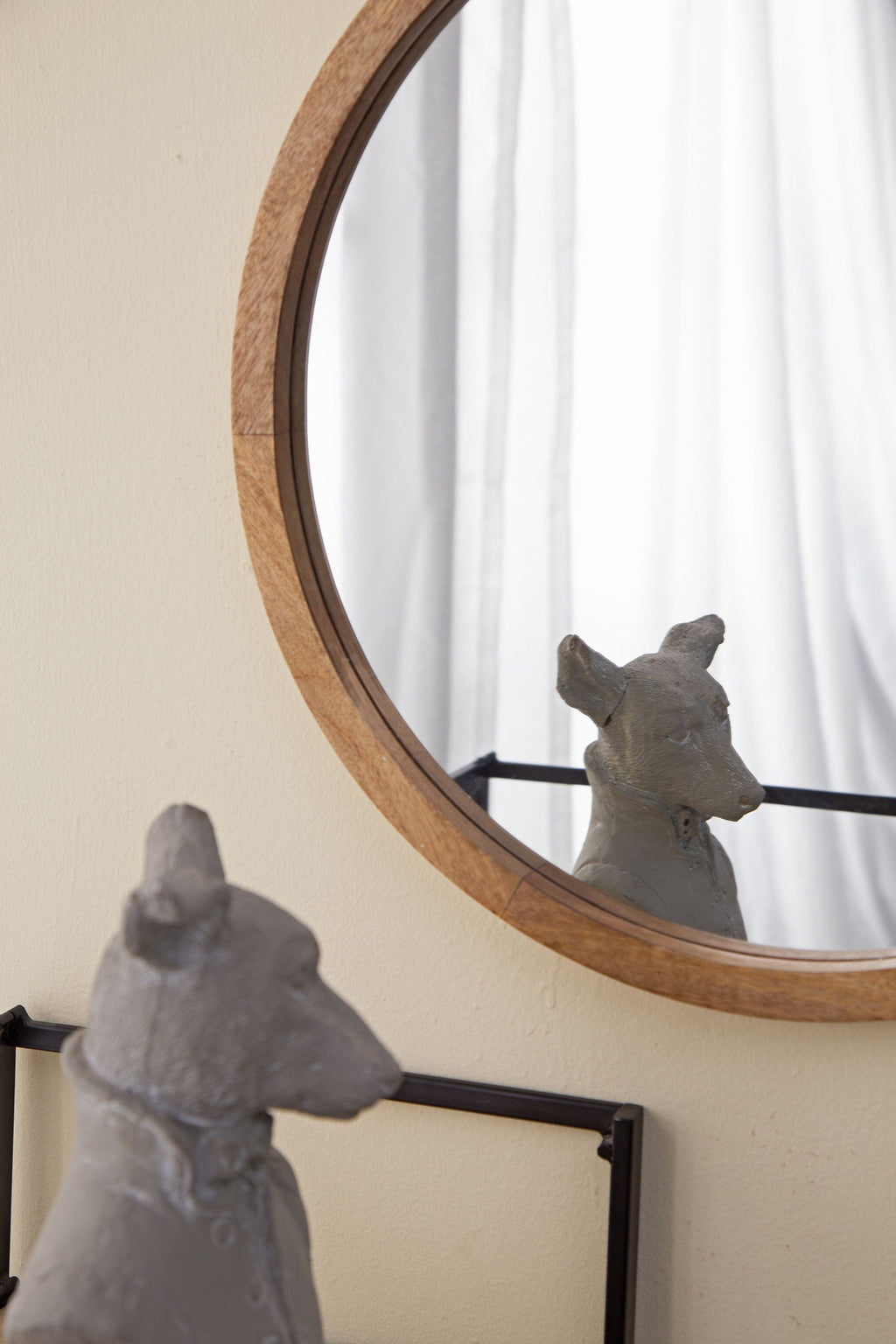 NobleFrame Dark Brown Round Wall Mirror Elegant Wood Frame