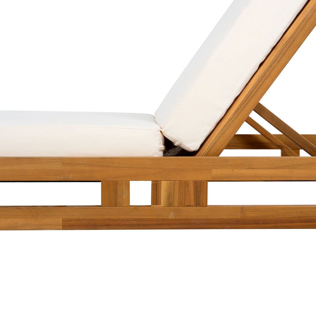 Aura Acacia Lounge Chaise With Water Resistant Cushion, Cream