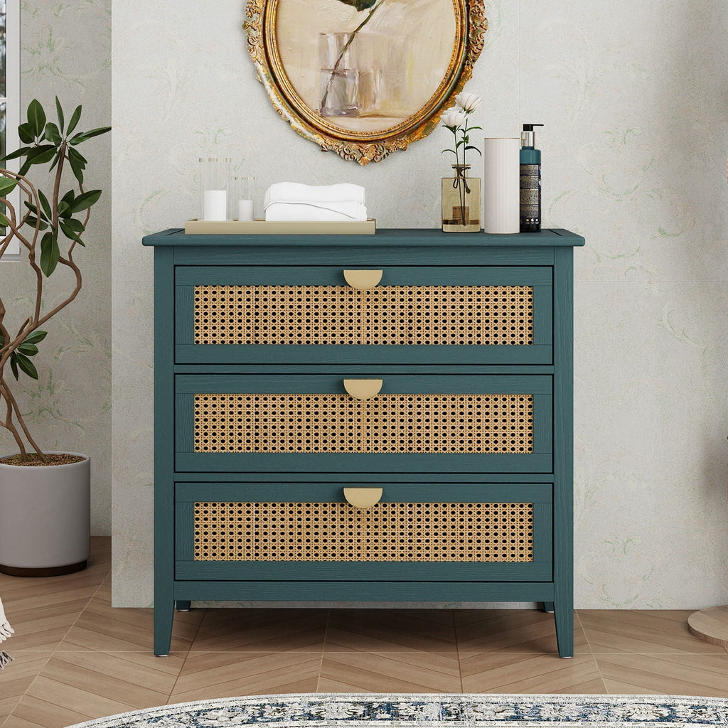 American Furniture 3 Drawer Cabinet Natural Woven Rattan