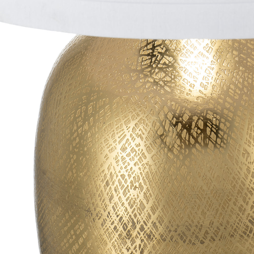 Aurelia Gold Aluminum Table Lamp With White Drum Shade 18X31