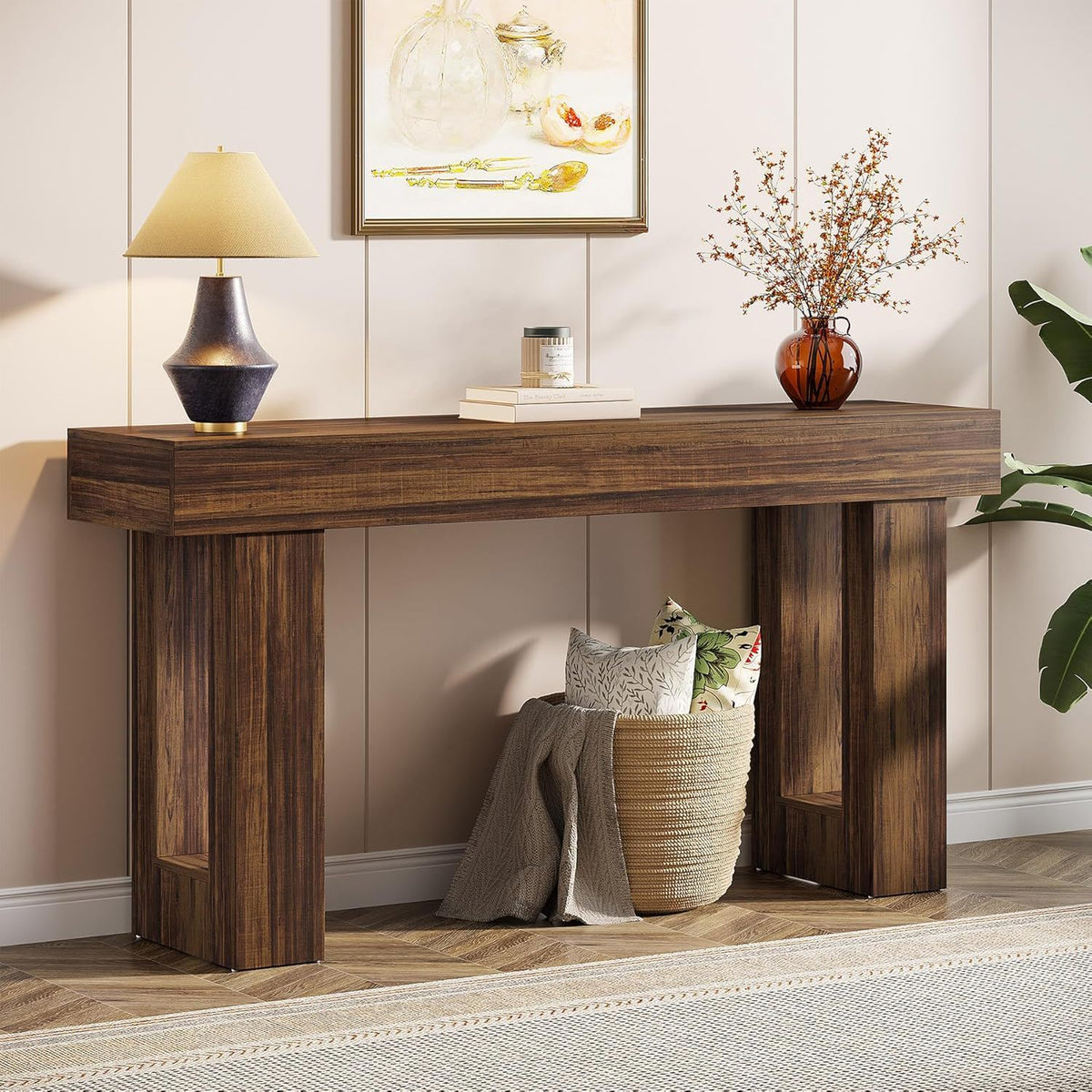 Crestline Home Extra Long Console Table With Natural Finish
