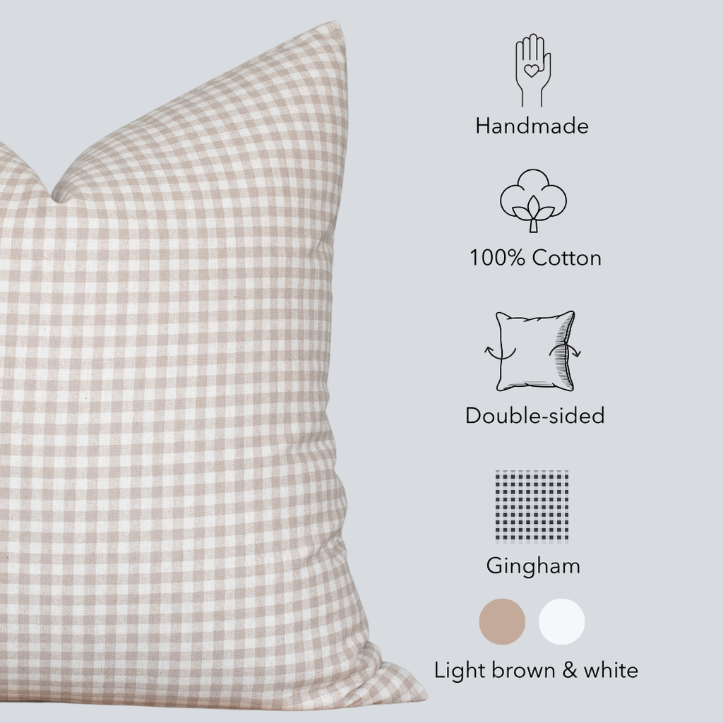 Catalina Bespoke Natural Cotton Gingham Pillow Cover
