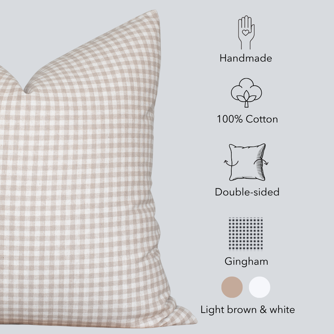 Catalina Bespoke Natural Cotton Gingham Pillow Cover