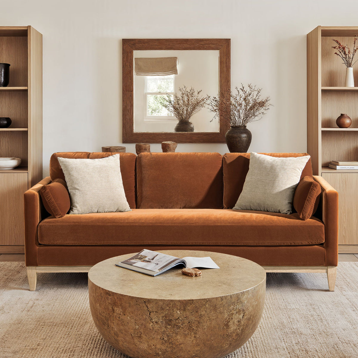 Knox Modern Farmhouse Sofa With Feather Wrapped Foam