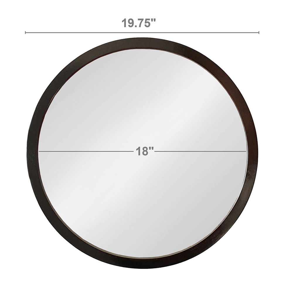 NobleFrame Dark Brown Round Wall Mirror Elegant Wood Frame
