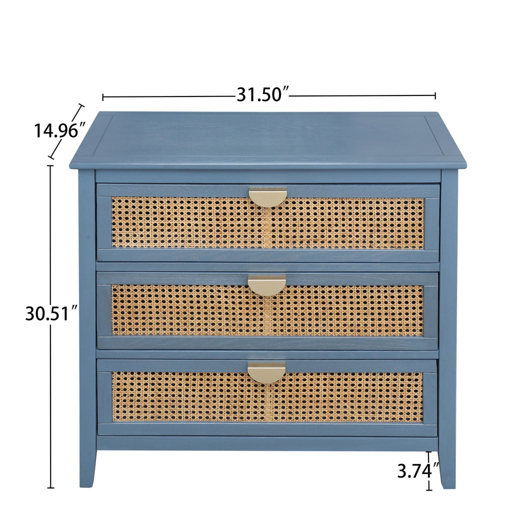 American Furniture 3 Drawer Cabinet Natural Woven Rattan