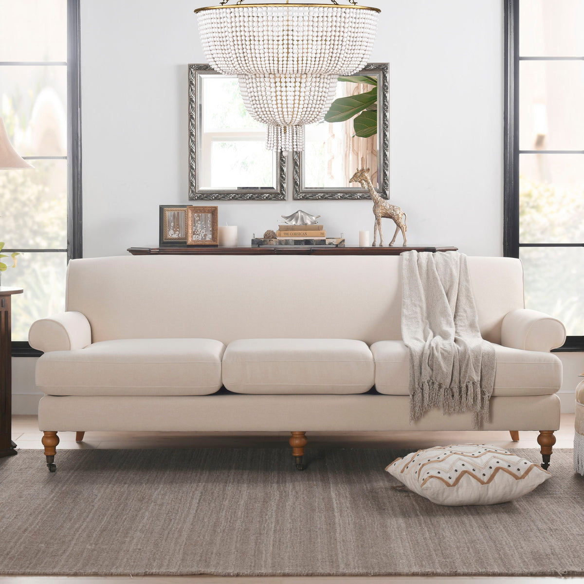 Luxe Alana Lawson Charcoal Three Cushion Tightback Sofa
