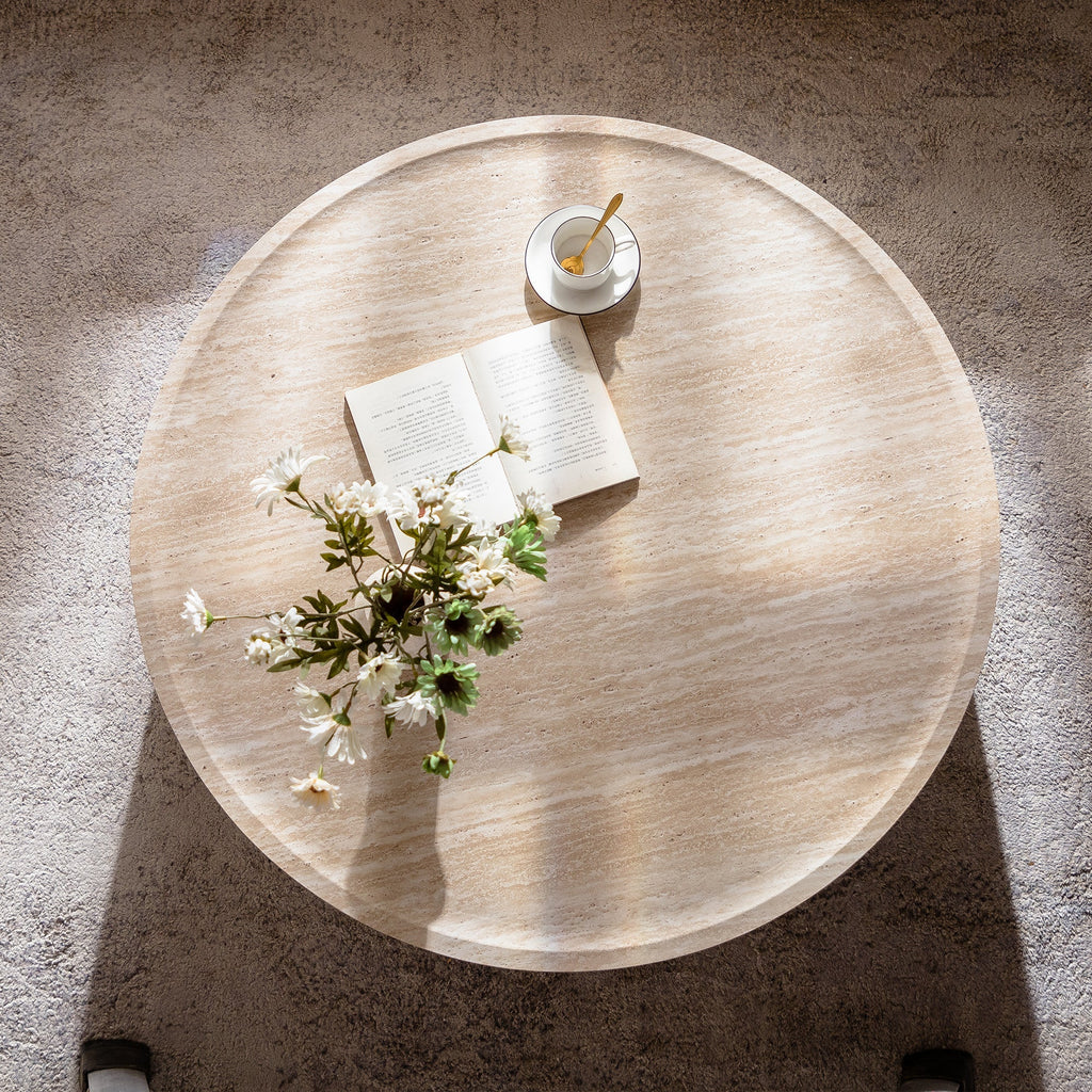 LuxeLiving 40 Inch Round Coffee Table With Mars Pattern Finish