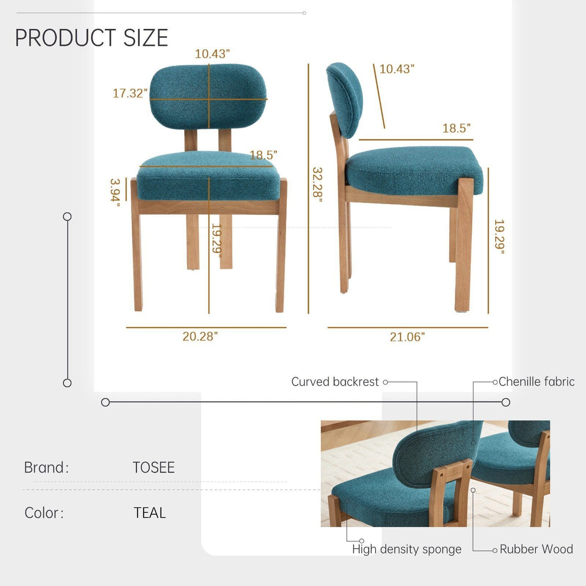 Vesper Ergonomic Dining Chairs Adjustable Feet Set Of 2