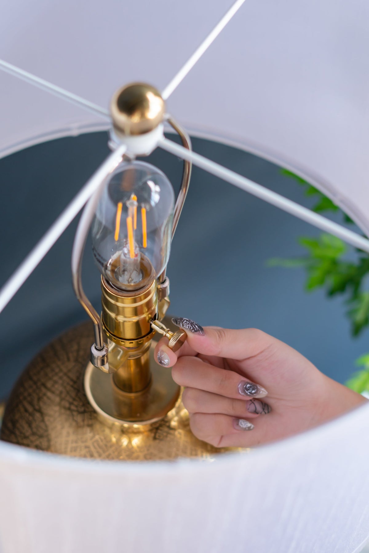 Velura Gold Aluminum Table Lamp With White Fabric Drum Shade