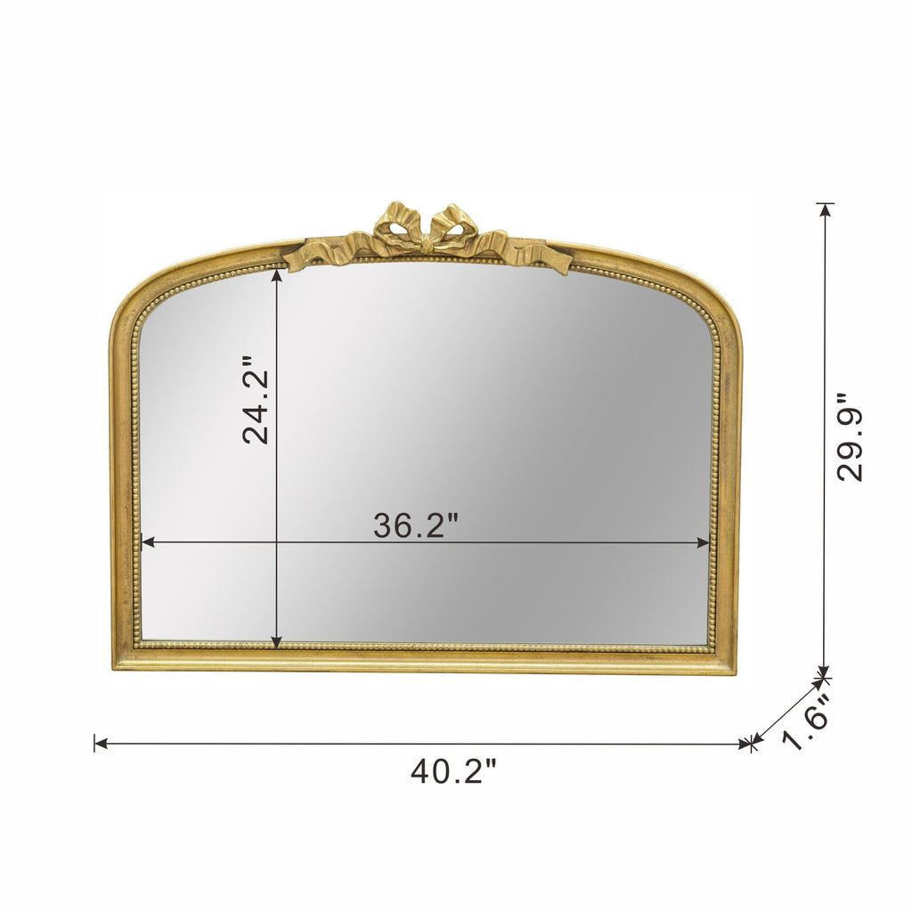 Baroque Gold Arch Mirror With Ornate Scrollwork 40x30 Inches