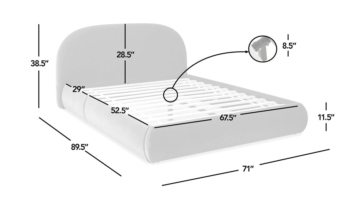 Archie Puffy Upholstered Platform Bed With Arch Headboard