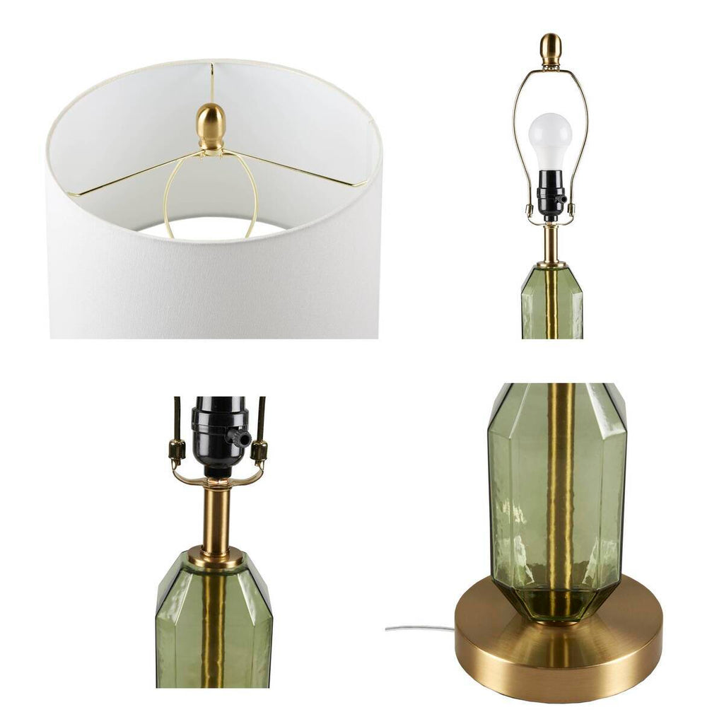 Aurelia Faceted Green Glass Table Lamp With Gold Base