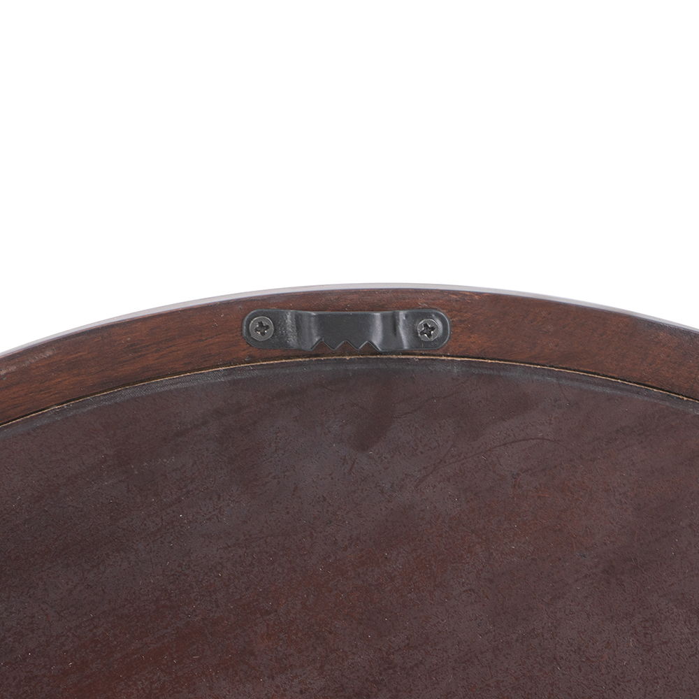 NobleFrame Dark Brown Round Wall Mirror Elegant Wood Frame
